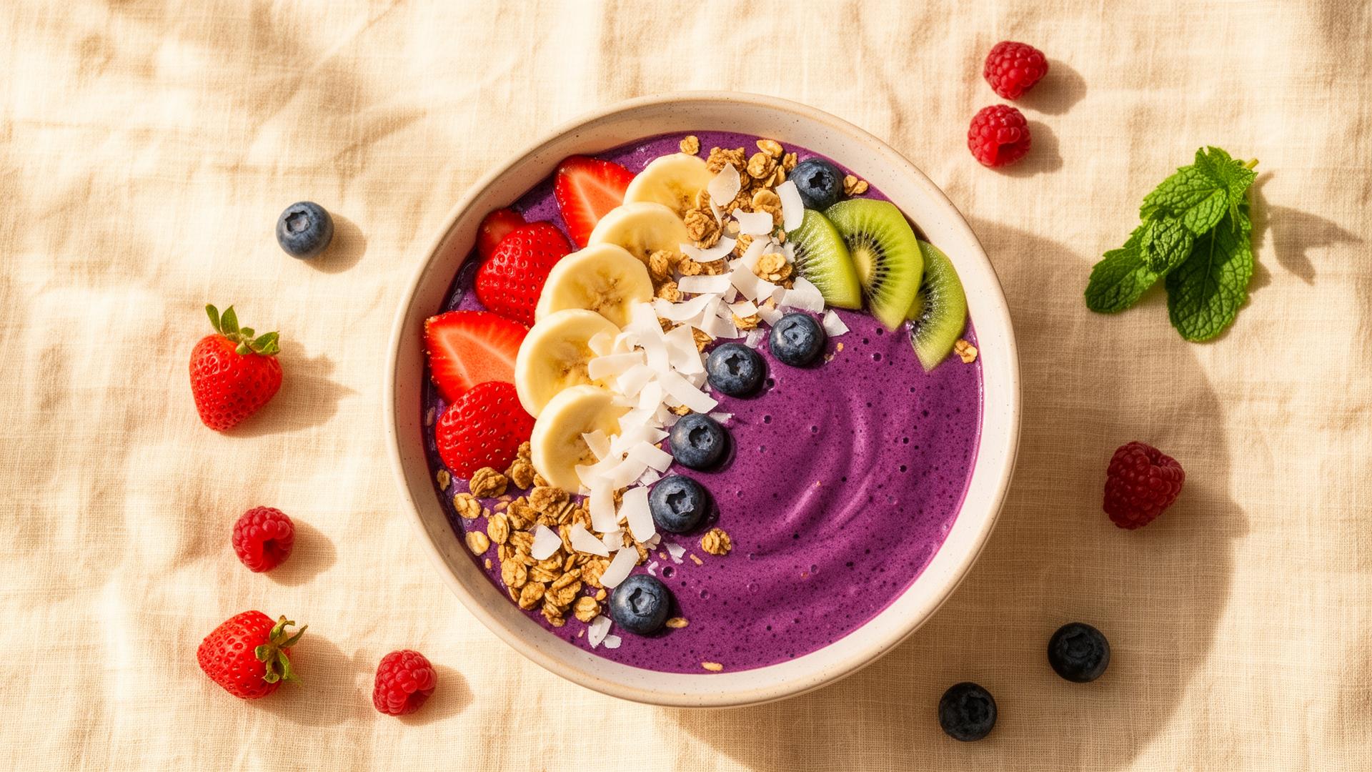 Açaí bowl with fresh fruit and granola